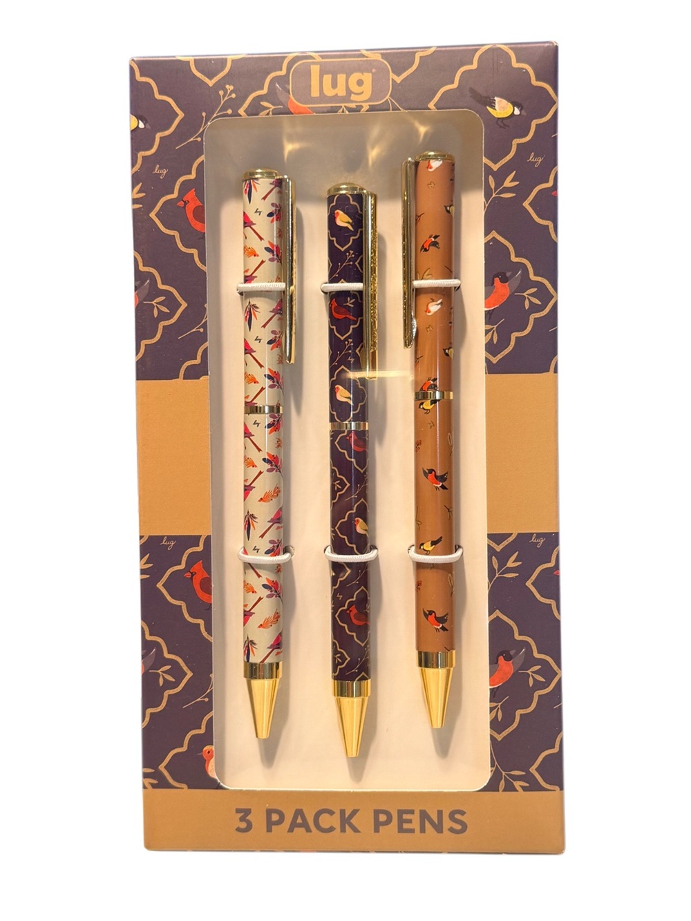 Lug Pens 3-pk Scribble NWT Songbirds Grey